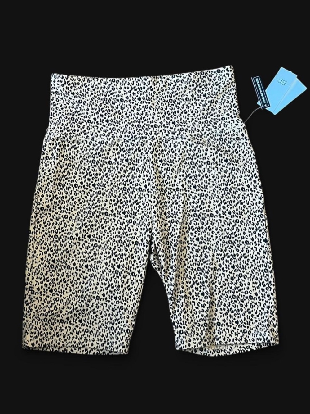 bp White and Black Leopard Print Athletic Bike Shorts